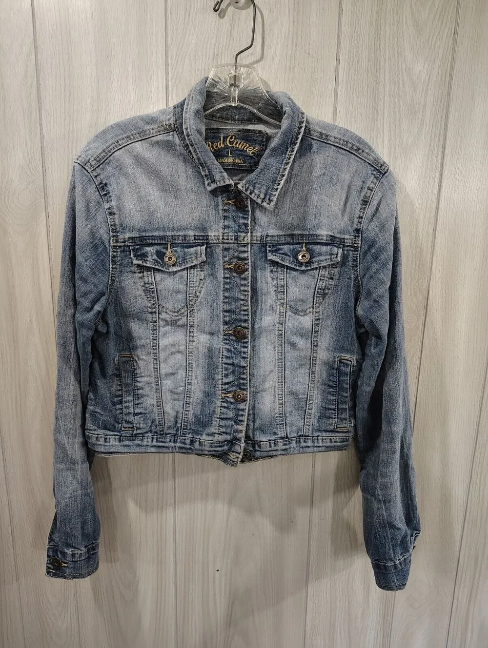 Red Camel Women’s Blue Jean Denim Jacket Size L 90s Retro Western